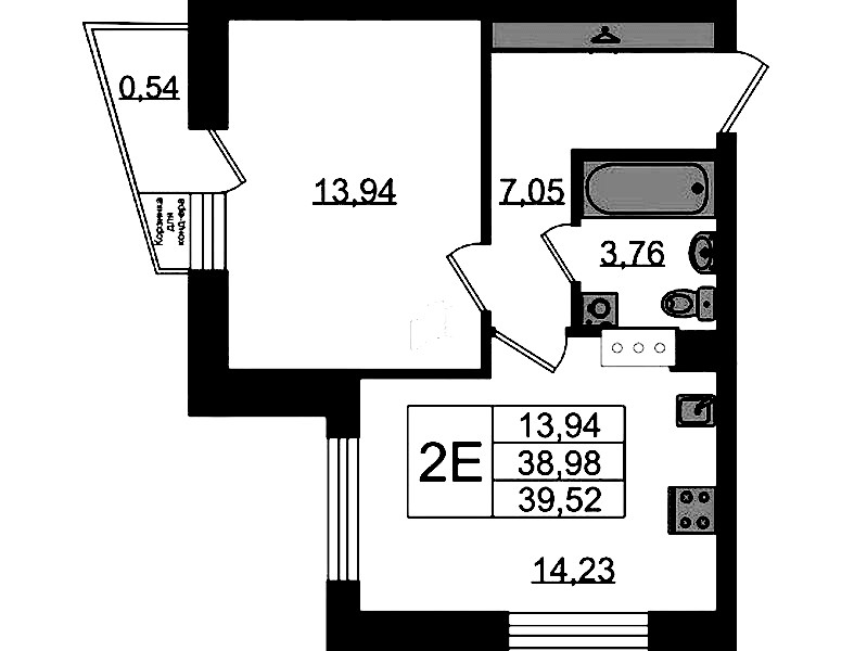 1-комнатная квартира 39.52 м², 9/11 эт., ЖК «VEREN NORT Сертолово»